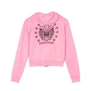 Chrome Hearts Girls Zip-Up Pink Hoodie