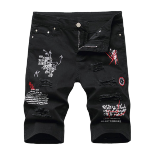 Men’s Printed Embroidery Denim Shorts